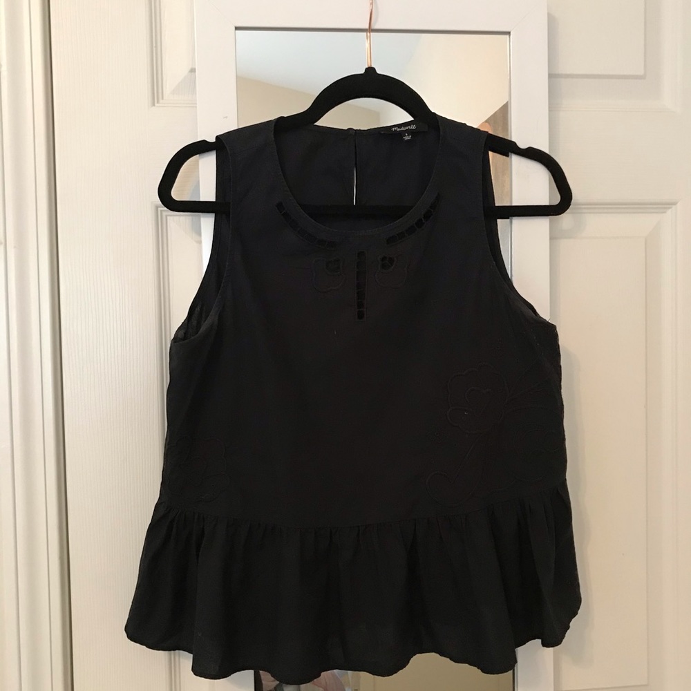 Madewell Black Embroidered Tank